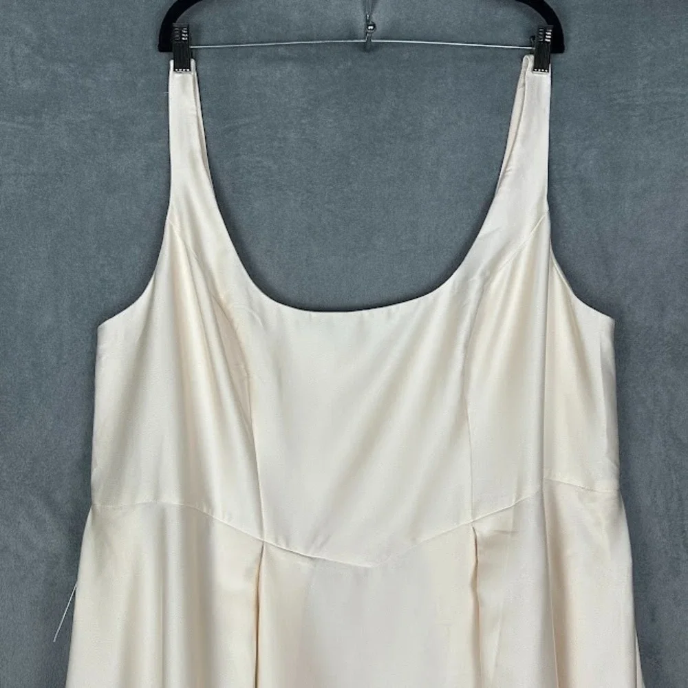 Azazie Atelier Olivia Dress Womens 24 Cream Pleated Midi Wedding Guest Cocktail - Picture 3 of 16